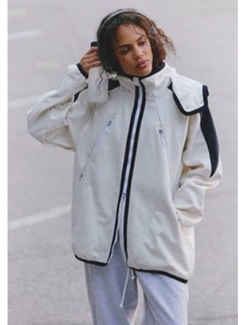 FP Movement Canyon Crushin Jacket, White Black Combo, Size Medium, EUC